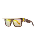 Shady Sunglasses with Visor, Glitter Leopard