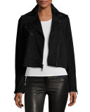 Mercer Suede Biker Jacket, Black