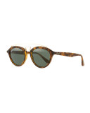 Round Double-Bridge Acetate Sunglasses w/ Solid Lenses