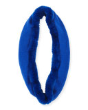 Fur-Trim Cashmere & Wool Infinity Scarf, Cobalt