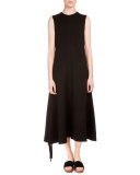 Sleeveless Midi Dress W/Side Ties, Black