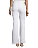 Denim Flare-Leg Trousers, White  