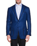 Cashmere-Blend Two-Button Sport Coat, Blue