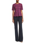 Medallion Jacquard Flared Penn Top, Dragonfruit