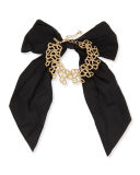 Textured Golden Choker Necklace with Grosgrain Bow