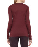 Scoop-Neck Long-Sleeve Tee, Mangosteen