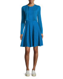 Jacquard Sleeveless Crewneck Dress, Royal