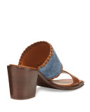 Ashley Suede & Leather Mule Sandal, Blue