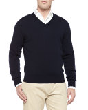 Baby Cashmere V-Neck Sweater, Blue Navy