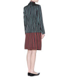 Striped Three-Button Jacket, Black/Sage