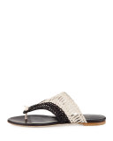 Cindy Macramé Thong Sandal, Black/White