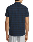 Benner Check Short-Sleeve Woven Shirt, Eclipse Multi