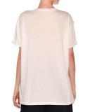 Star-Embroidered Crewneck Tee, Pure White