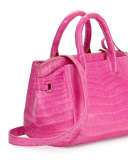 Cristina Small Crocodile Tote Bag, Pink Matte