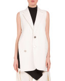 Asymmetric Button-Front 2-In-1 Vest, Off White