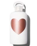 Glass Water Bottle, Metallic Rose Winter Heart, 1L