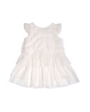 Sleeveless Tiered Point d'Esprit Dress, White