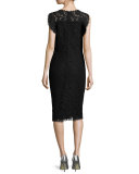 Eve Ruffled-Sleeve Lace Dress, Black