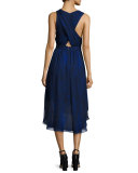 Miles to Go Printed Silk Dress, Moon Stone