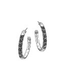 Naga Silver Lava Hoop Earrings with Black Sapphire