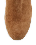Dalia Suede Ankle-Tie Bootie, Camel