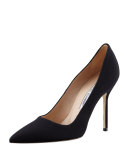 BB Crepe Pointed-Toe 105mm Pump, Black