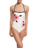 paloma beach embroidered bandeau one-piece swimsuit