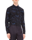 Camo Butterfly-Print Dress Shirt, Navy