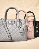 Hannah Medium Quilted Smooth Satchel Bag, Pink