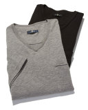 Raw-Edge V-Neck Tee, Heather Gray