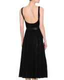 Scoop-Neck Crystal-Embellished Dress, Black