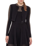 Lace-Sleeve Zip Bolero, Black