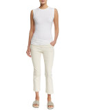 Flare-Leg Cropped Jeans, Natural