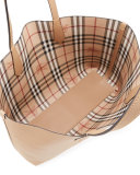 Lavenby Medium Reversible Check & Leather Tote Bag, Brown