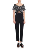 High-Waist Pencil-Leg Pants, Black