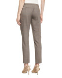 Karis Plaid Stretch-Wool Slim Trousers, Chicory