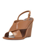 Gabrielle Leather Wedge Sandal, Royal Tan