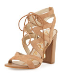 Yardley Suede Lace-Up Sandal, Camel