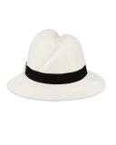 Nell Handmade Wool Fedora Hat, Ivory/Black