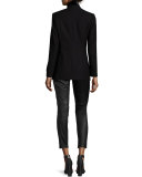 Bonnie One-Button Stretch-Wool Blazer, Aubergine