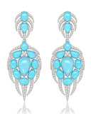 Turquoise Cabochon & Diamond Drop Earrings