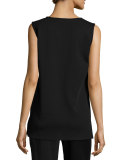 Long Wool Knit Tank, Black 