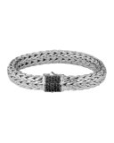 Silver Classic Chain Bracelet w/ Pave Clasp