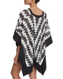 Zigzag Satin-Trim Poncho Coverup