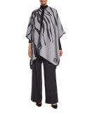 Zebra-Intarsia Button-Front Cape, Multicolor