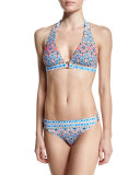 Printed Center-Ring Halter Swim Top