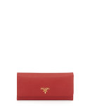Saffiano Continental Flap Wallet, Red (Fuoco)