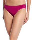 Pearl Shirred-Side Solid Hipster Swim Bottom