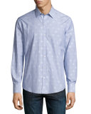 Tonal Dot-Print Long-Sleeve Sport Shirt, Light Blue