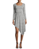 Geneva Long-Sleeve Asymmetric-Hem Dress, Gray